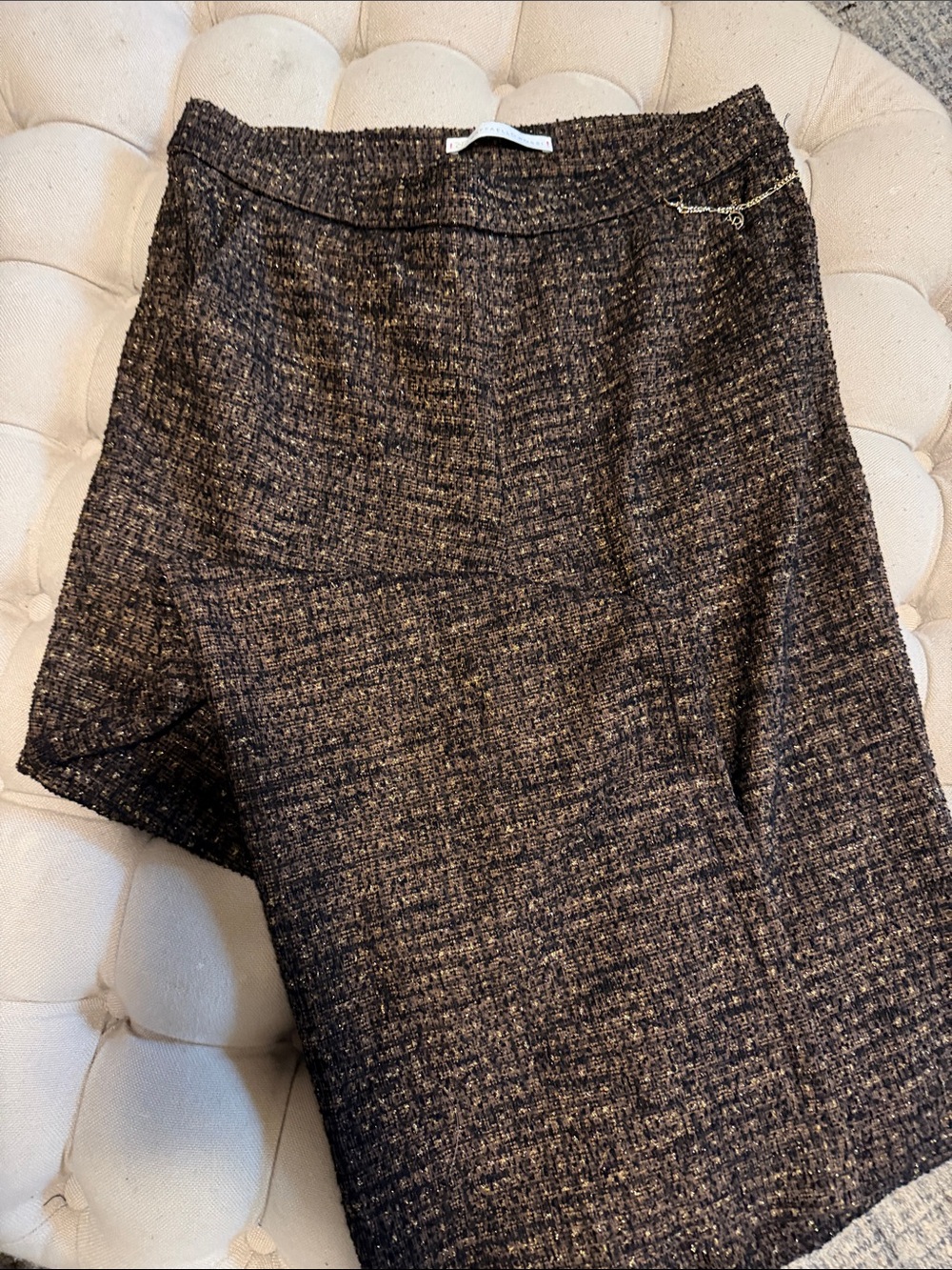 Textured Black and Brown Tweed Pencil Pants